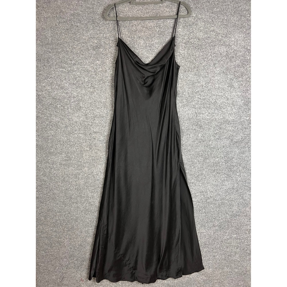 Victoria's Secret 100% SILK Slip Dress L Black Excellent Cowl Neck Backless Maxi